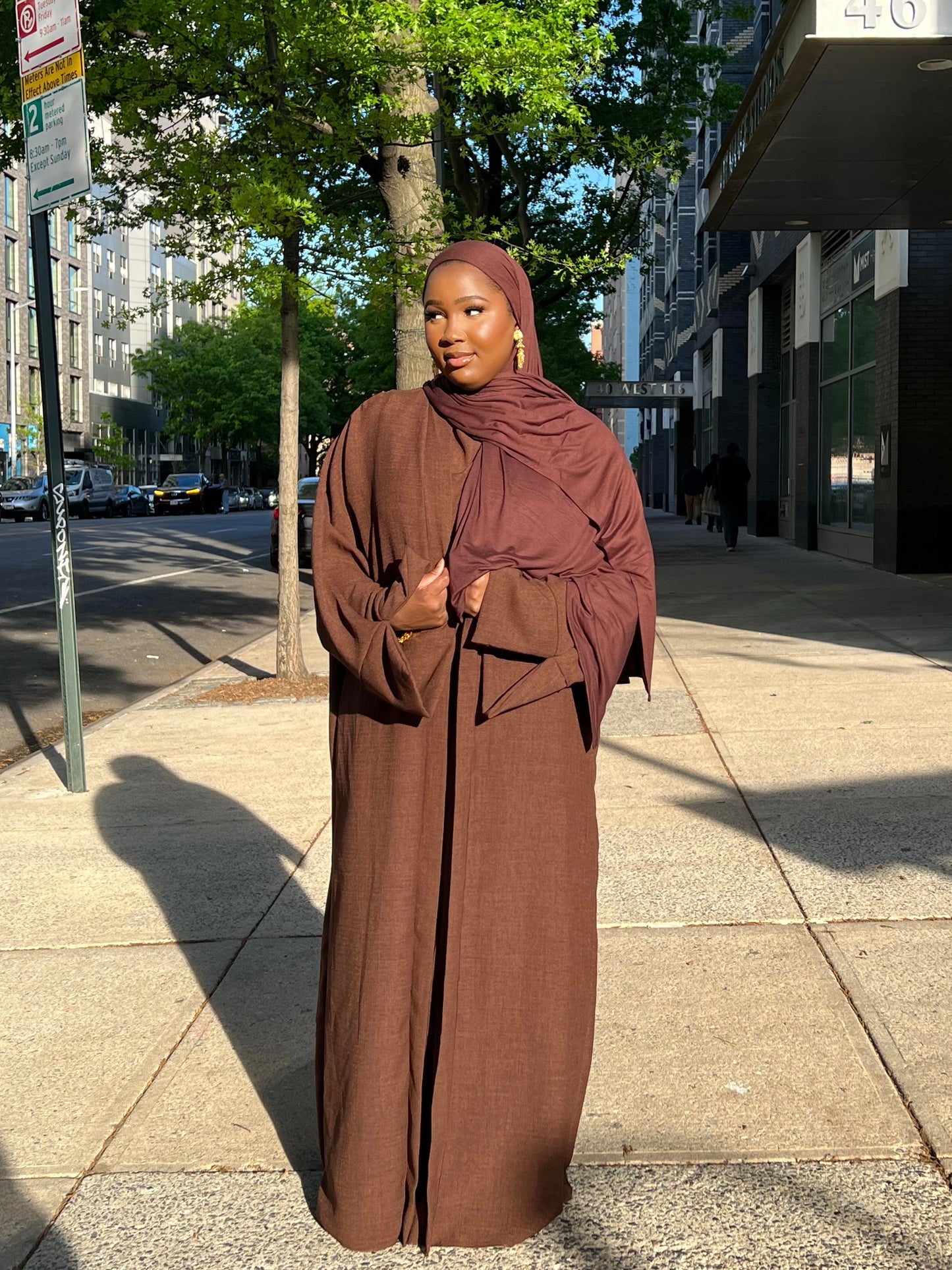 Open Abaya- Brown
