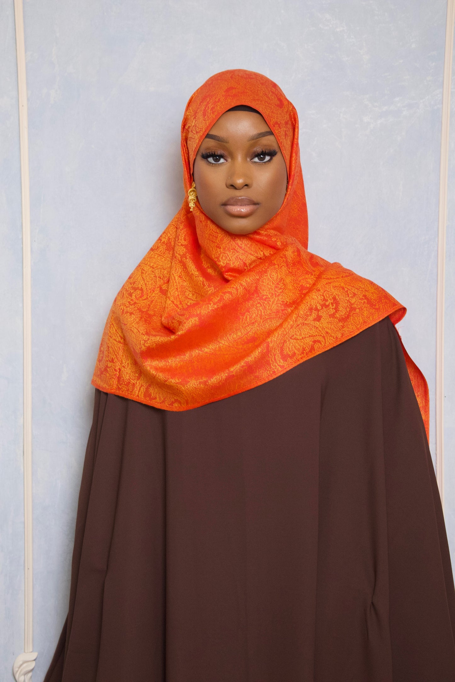 Jacquard Pashmina- Orange flame