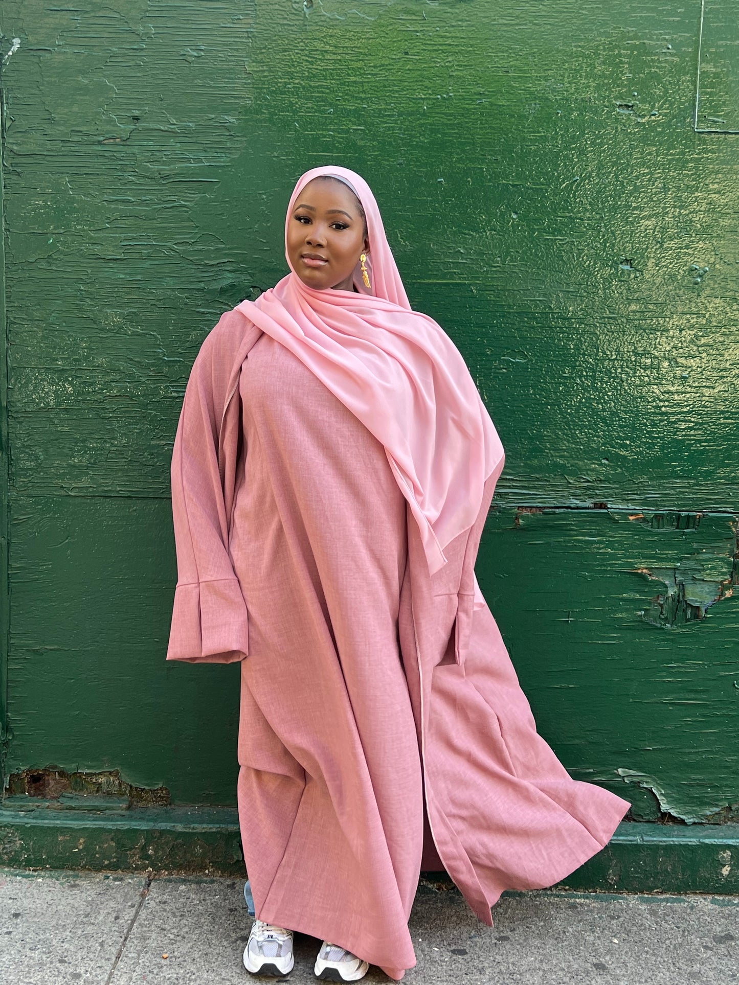 Open Abaya- Pink