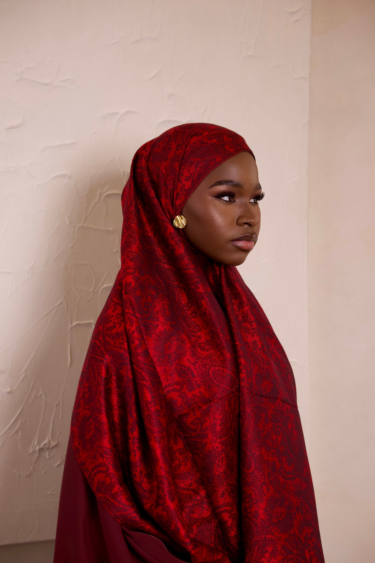 Jacquard Pashmina- Crimson Bloom