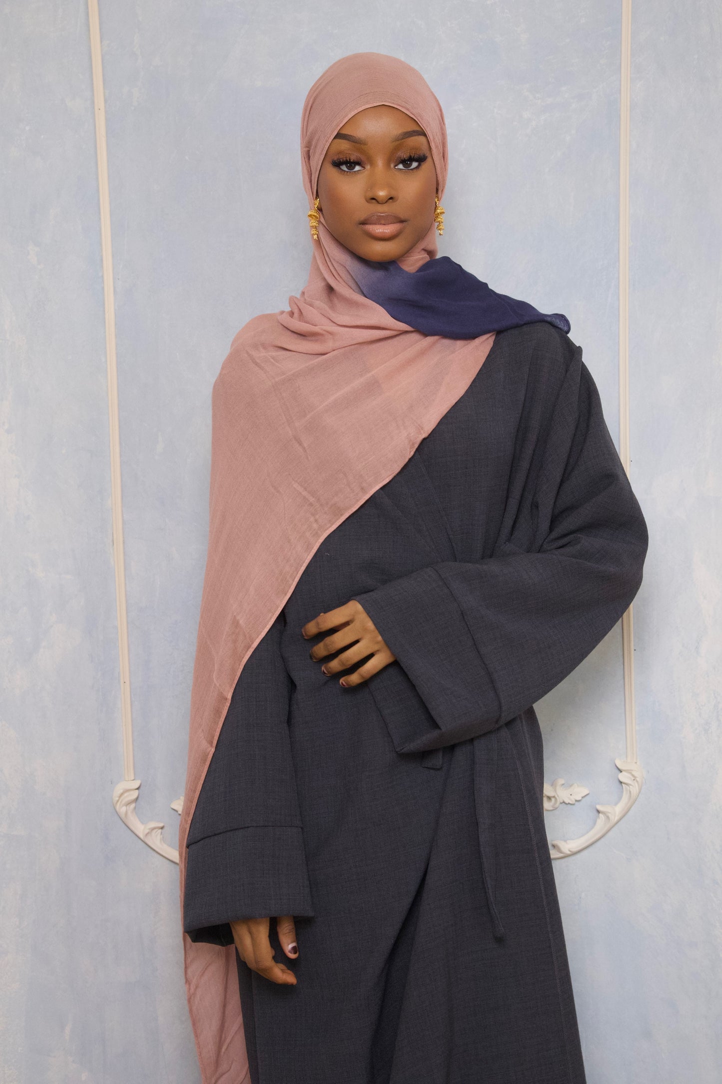Linen Wrap Abaya- Grey