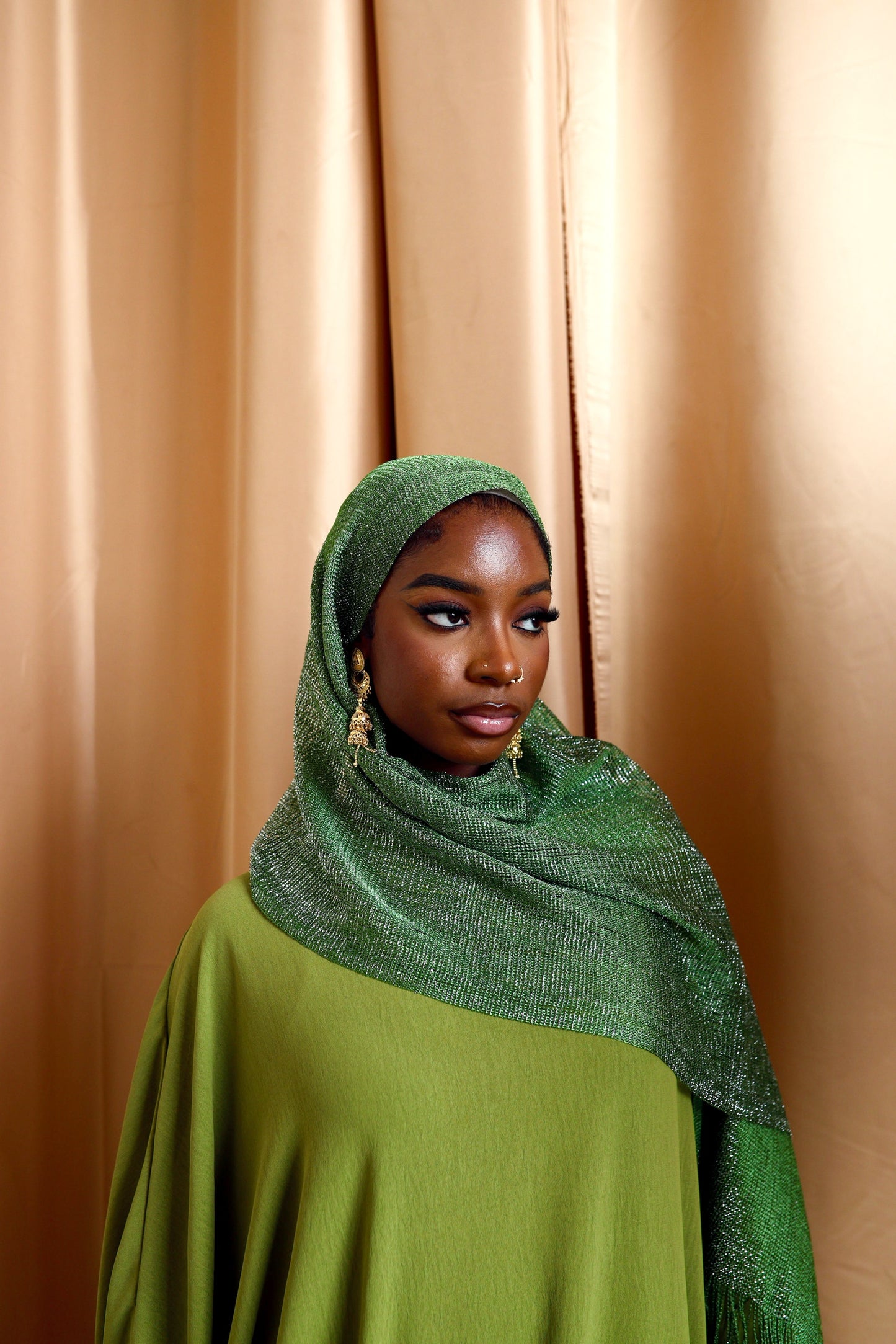 Shimmer hijab- Olive