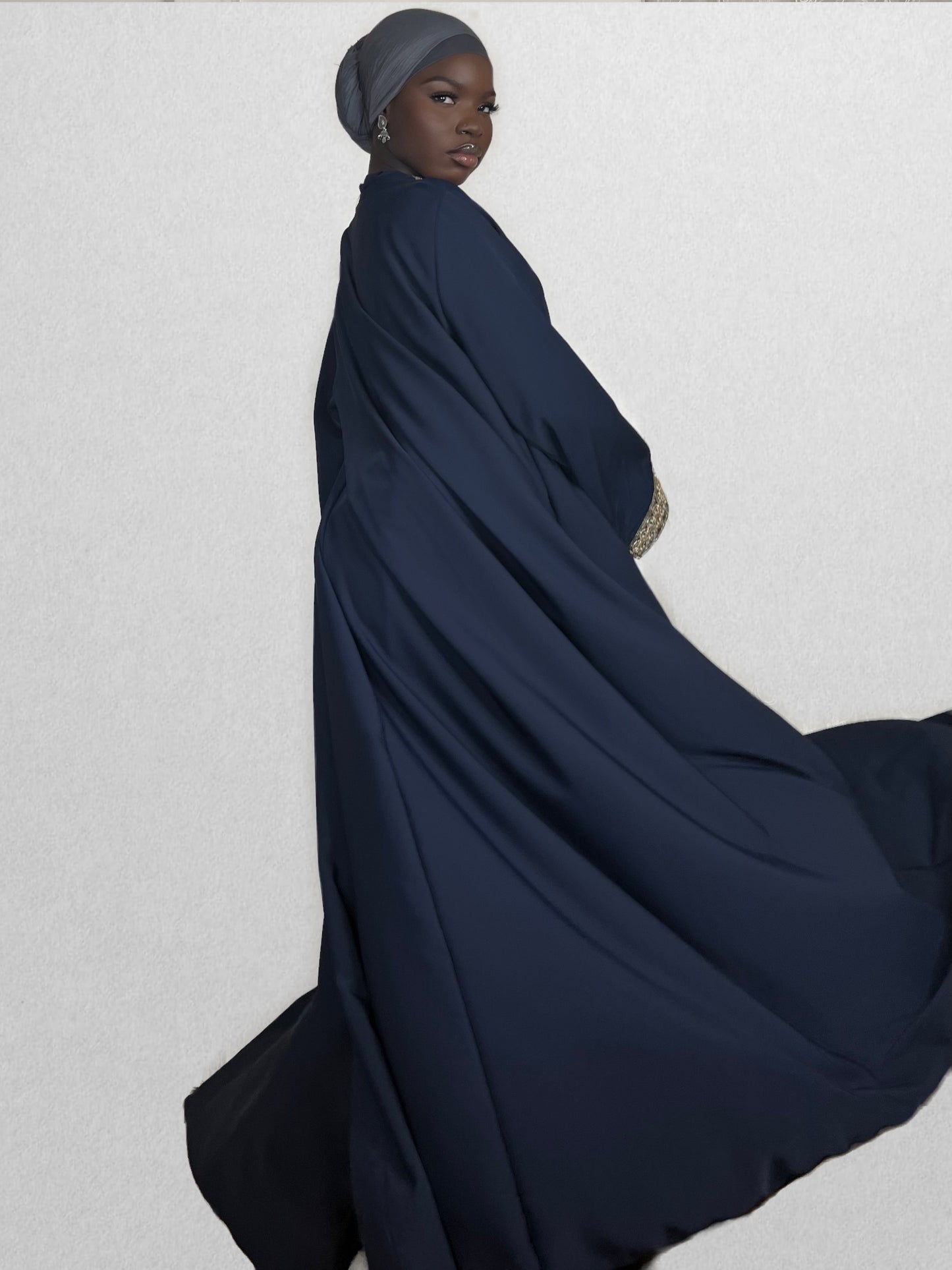 Open Abaya- Navy blue