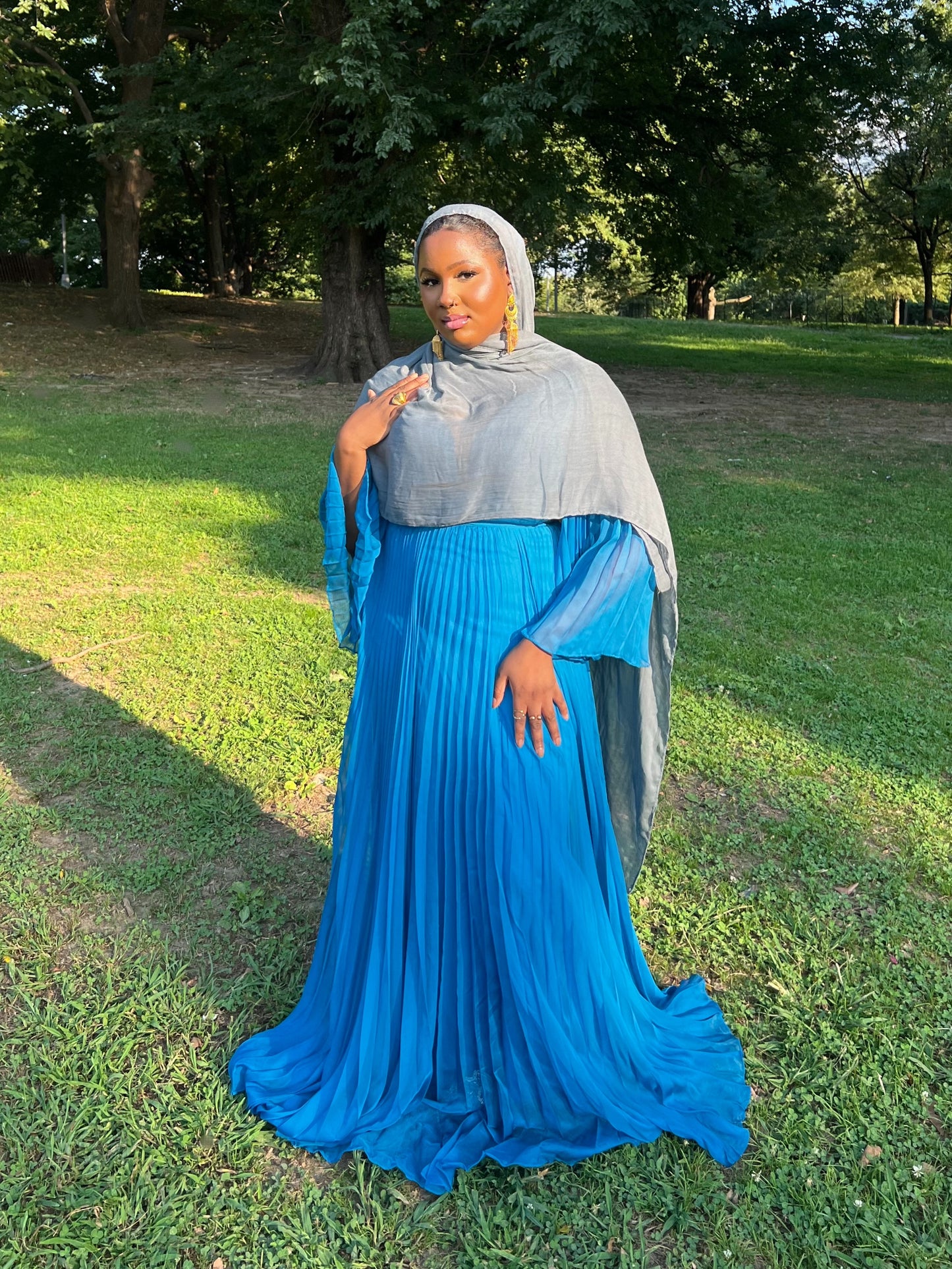 Layla Maxi Chiifon Dress- Blue