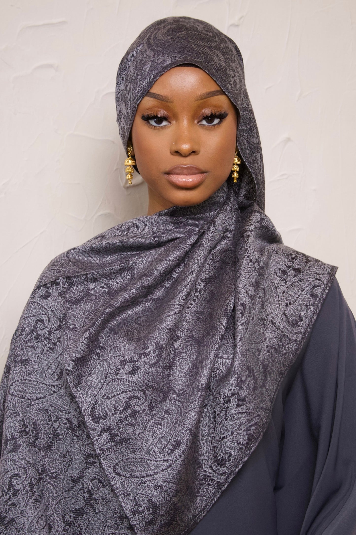 Jacquard Pashmina- Charcoal