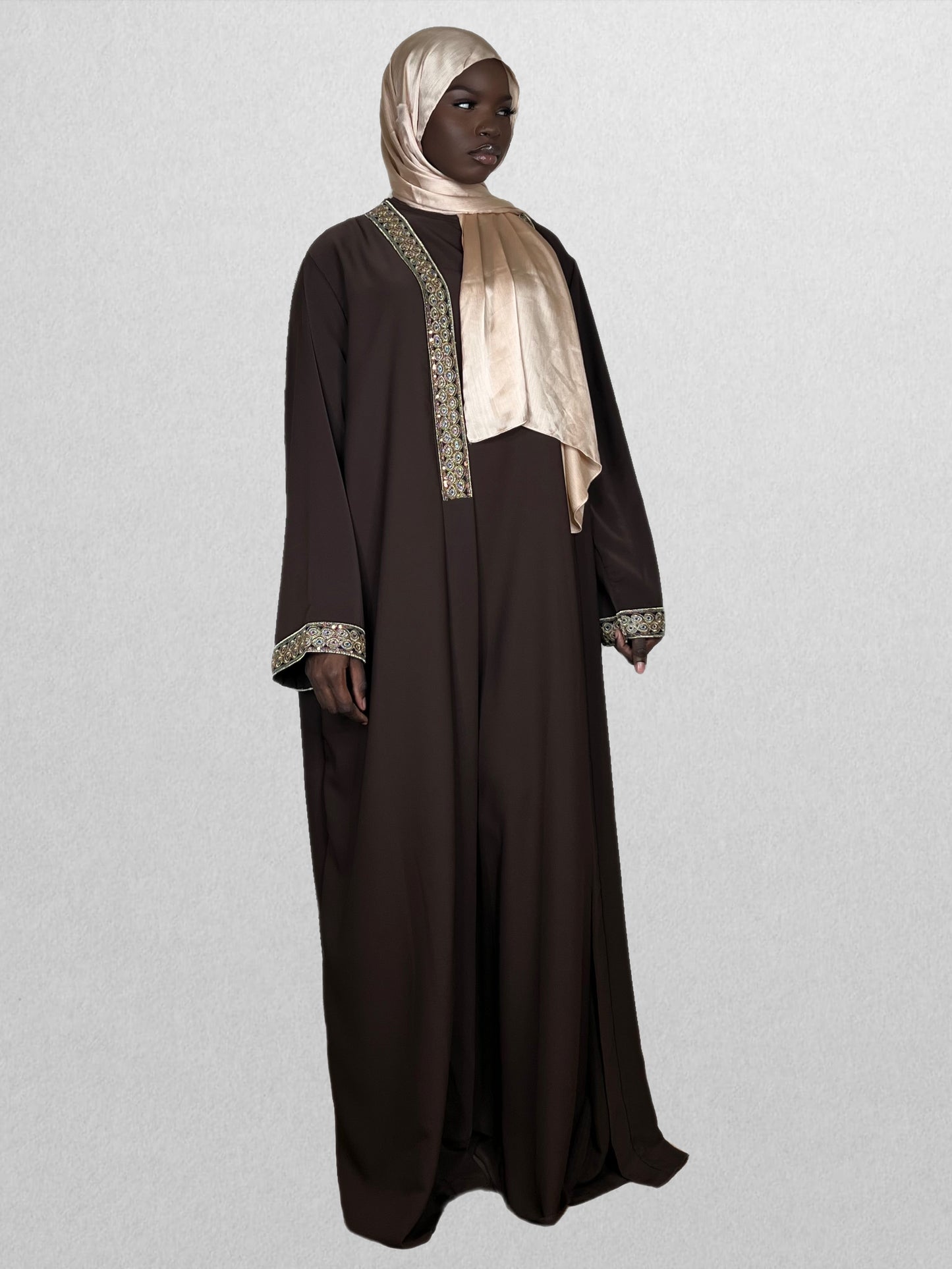Open Abaya- Brown