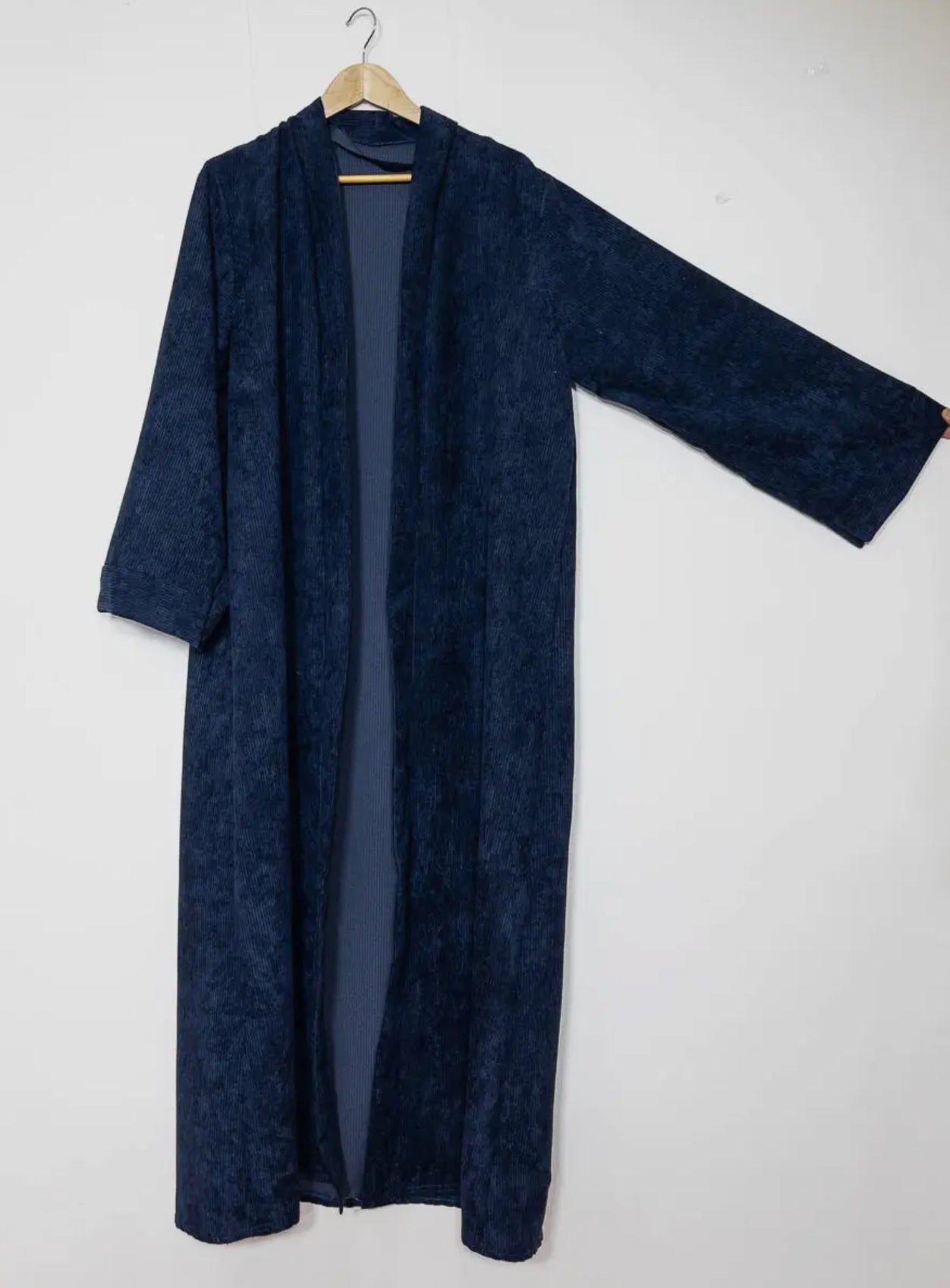Ribbed Open Abaya- Navy blue