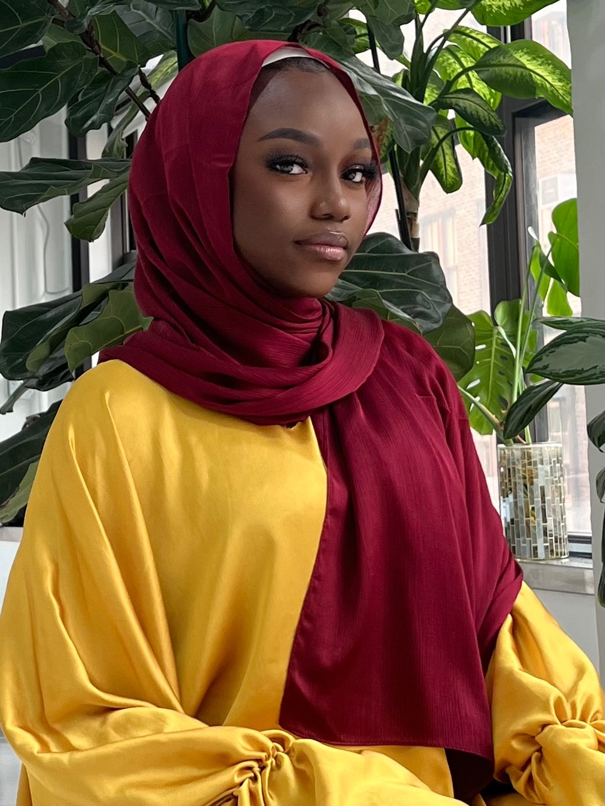 Satin hijab- Burgundy