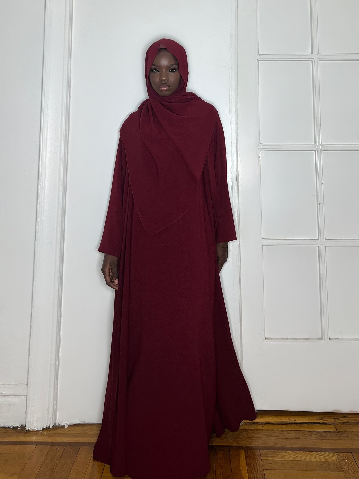 Basic 3piece Abaya- Burgundy