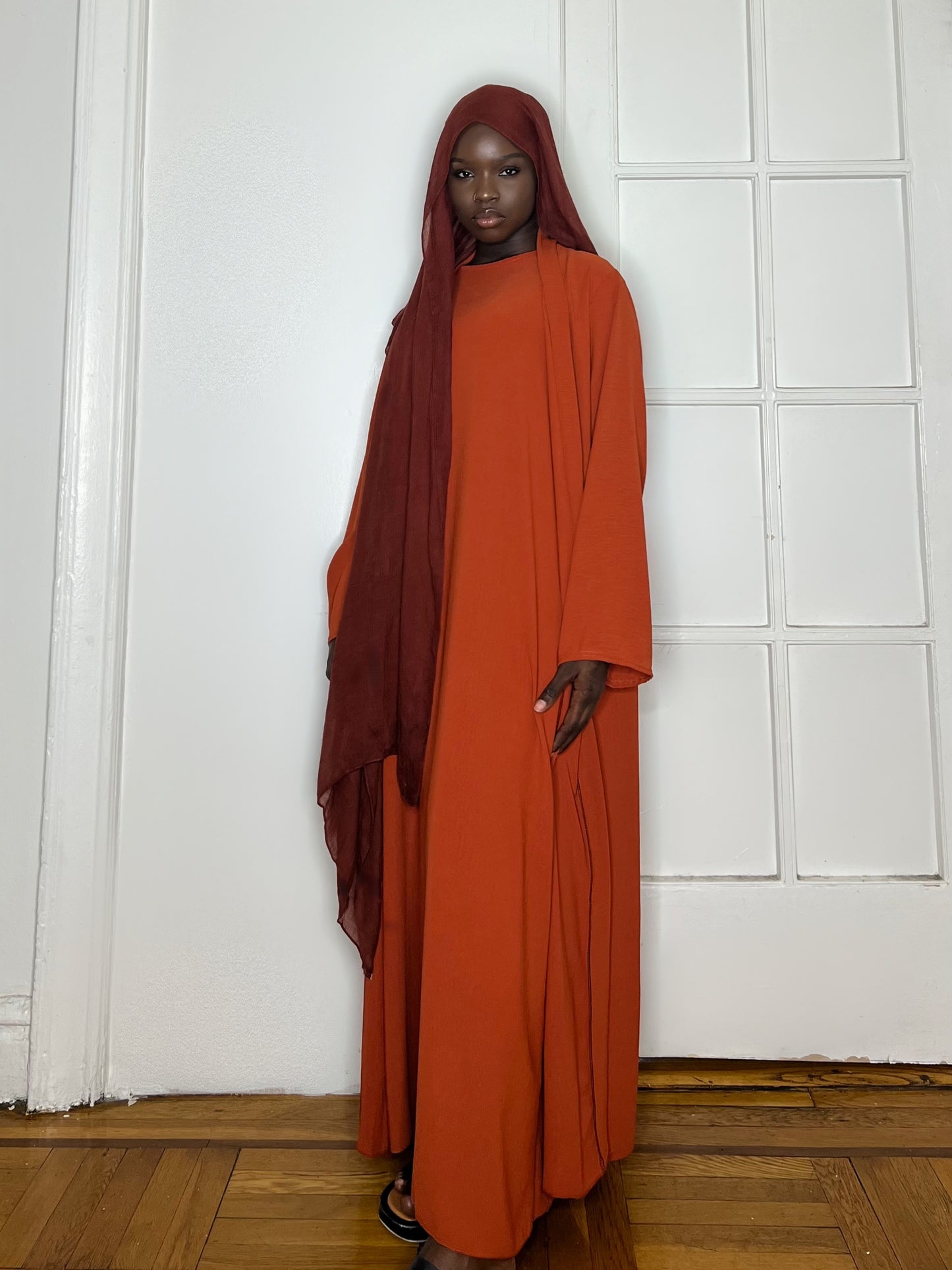 Basic 3piece Abaya- Rust Orange