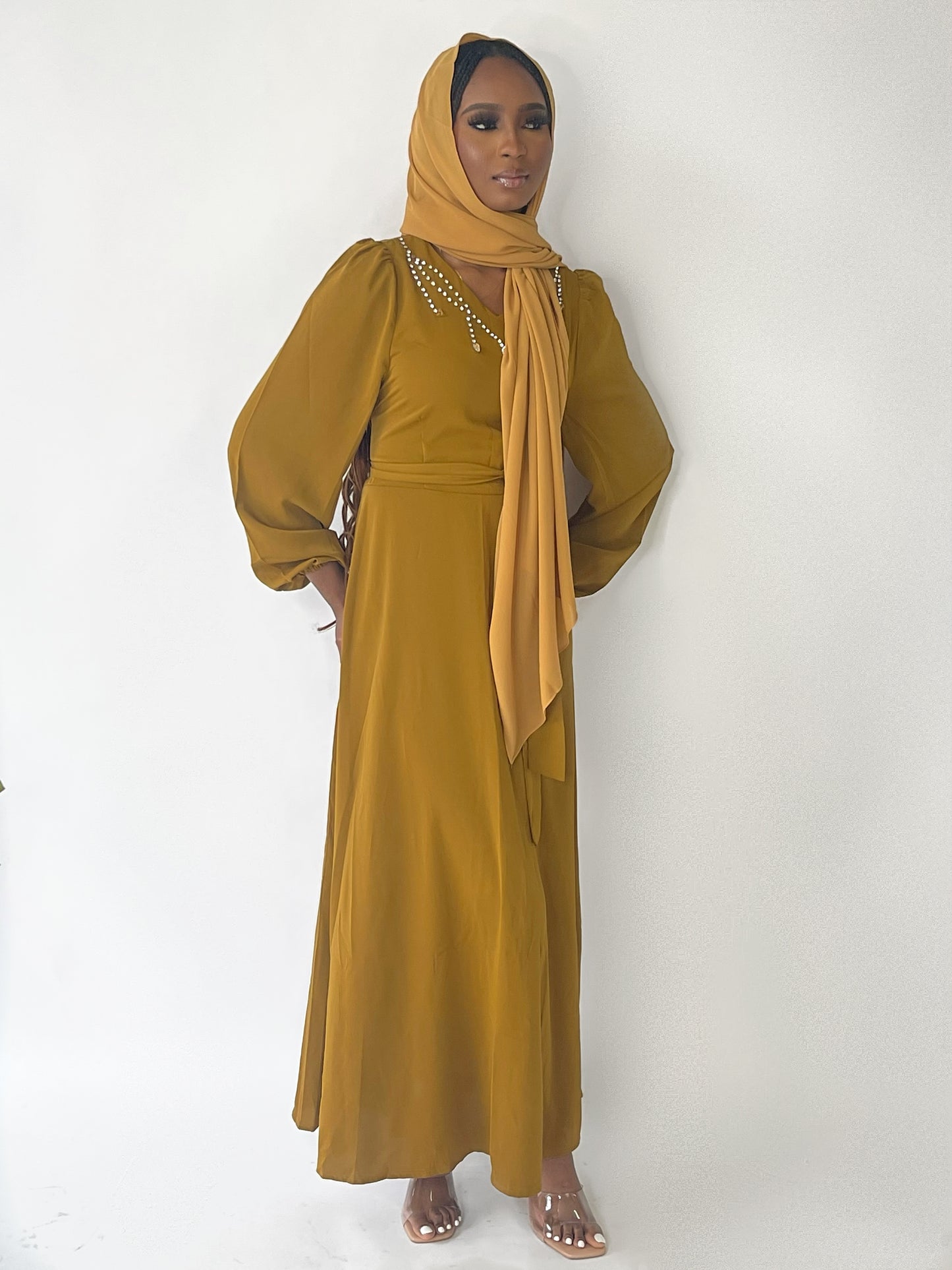 Basic Crystal Dress (Mustard Yellow)