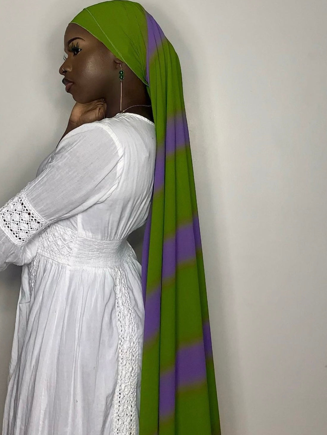 Maxi Hijab (olive green/ lavender