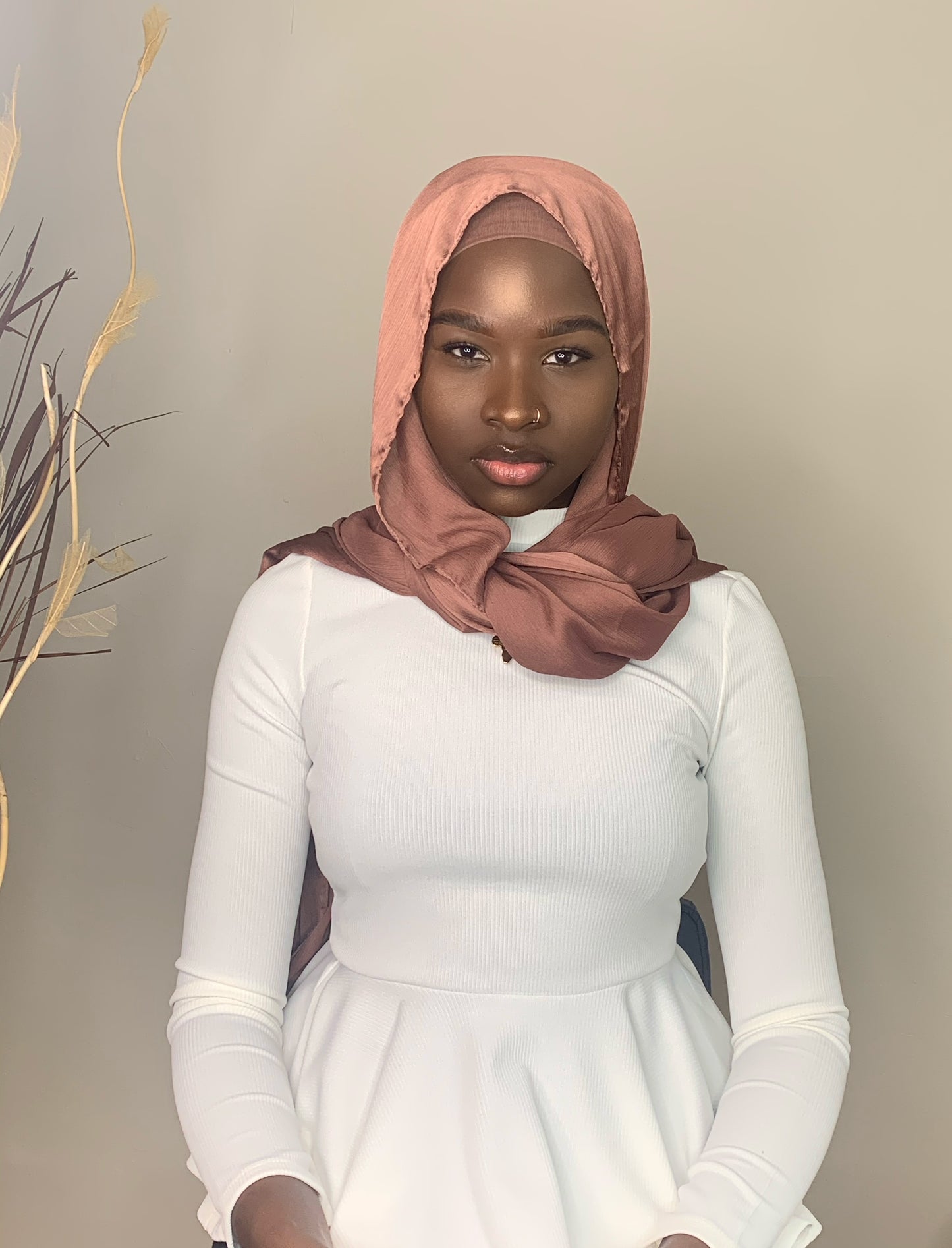 Satin hijab- Brown