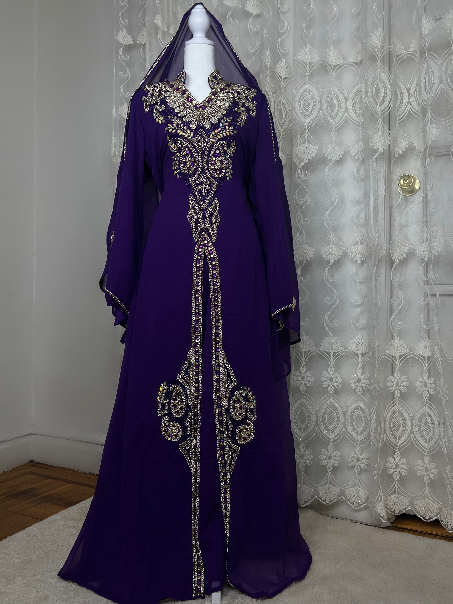 Embroidered kaftan- Purple