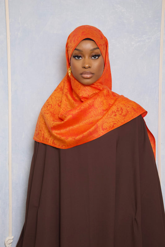 Jacquard Pashmina- Orange flame