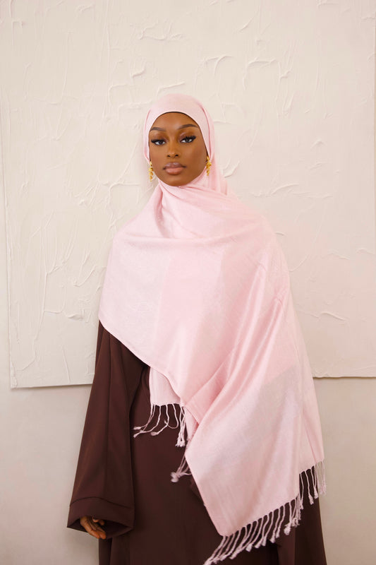 Jacquard Pashmina- Blush cloud