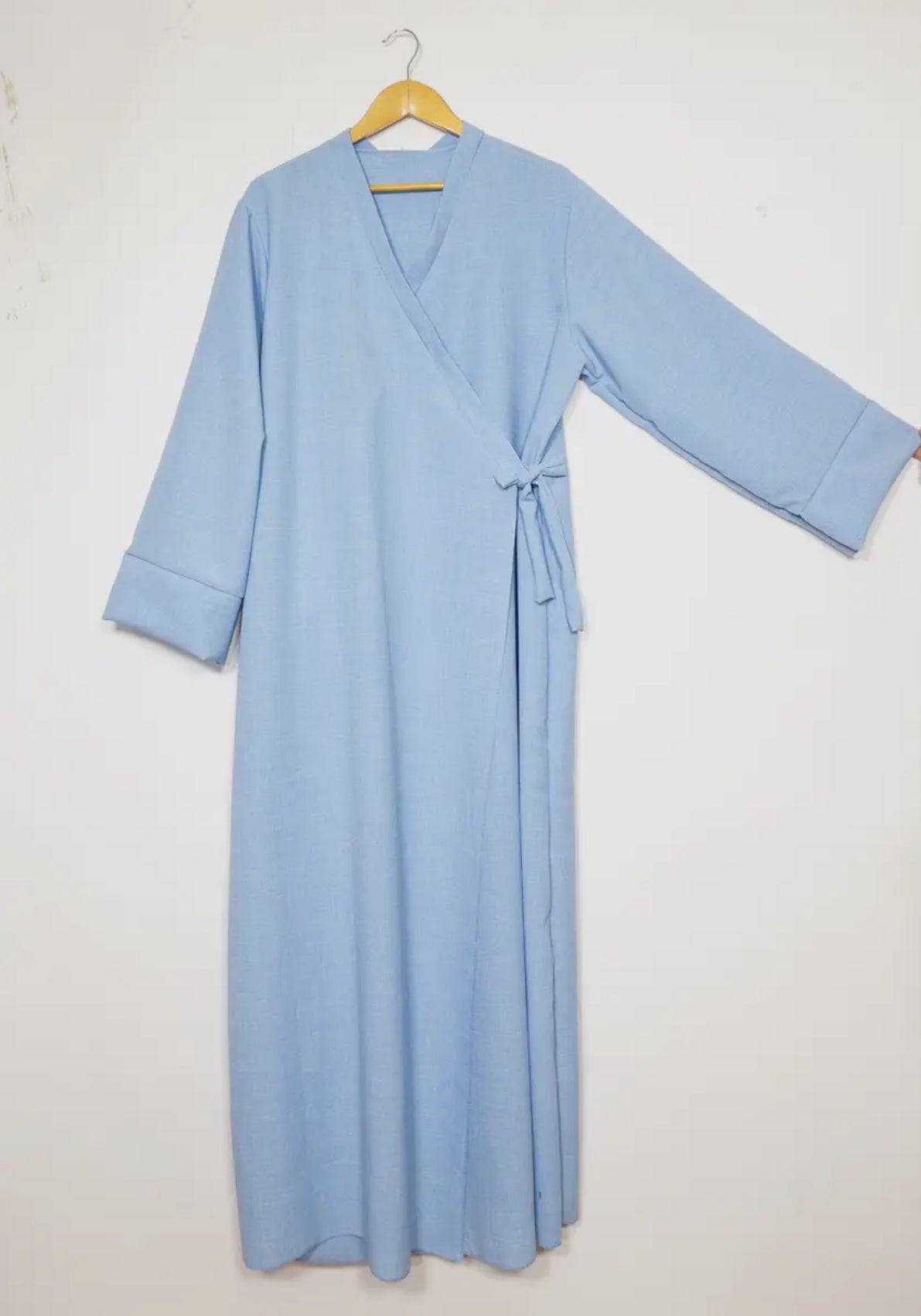 Linen Wrap Abaya- Sky Blue