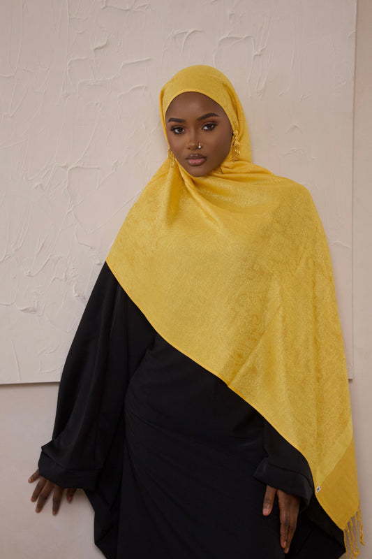 Jacquard Pashmina- Marigold