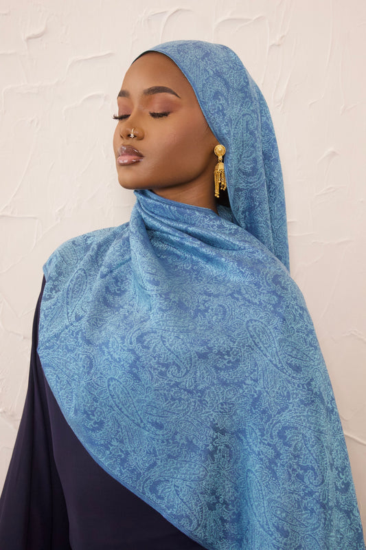 Jacquard Pashmina- Sky