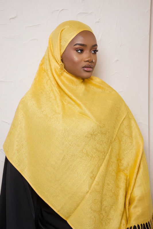 Jacquard Pashmina- Marigold