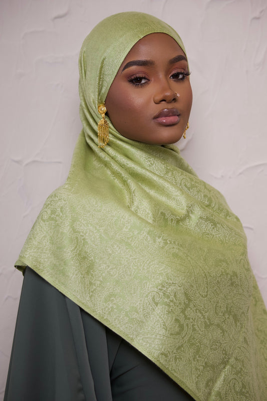 Jacquard Pashmina- Olive Mist