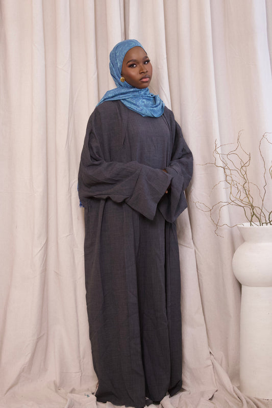 Open Abaya- Charcoal