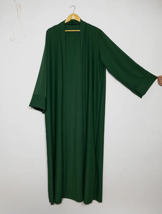 Open Abaya- Hunter green