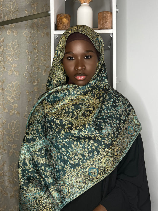 Pashmina- Teal/Gold