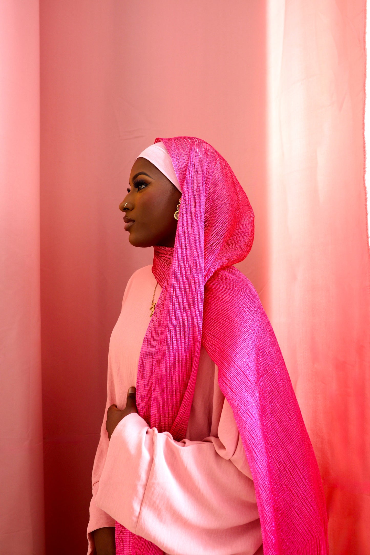 Shimmer hijab- Hot Pink