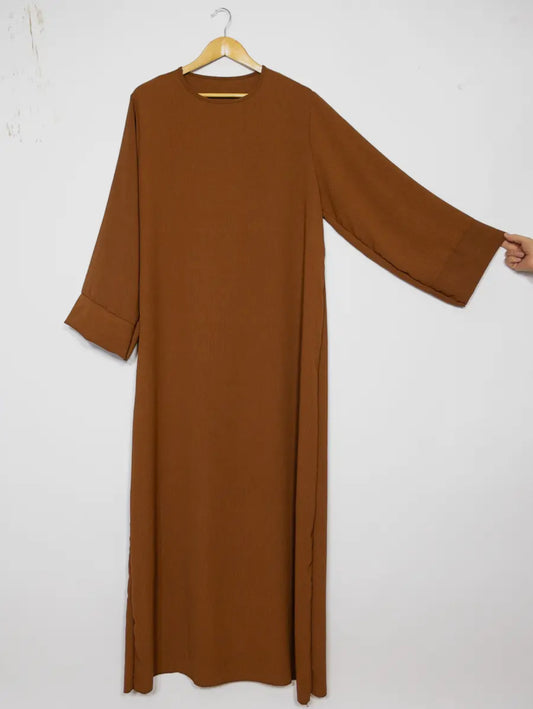 Straight cut abaya- Walnut