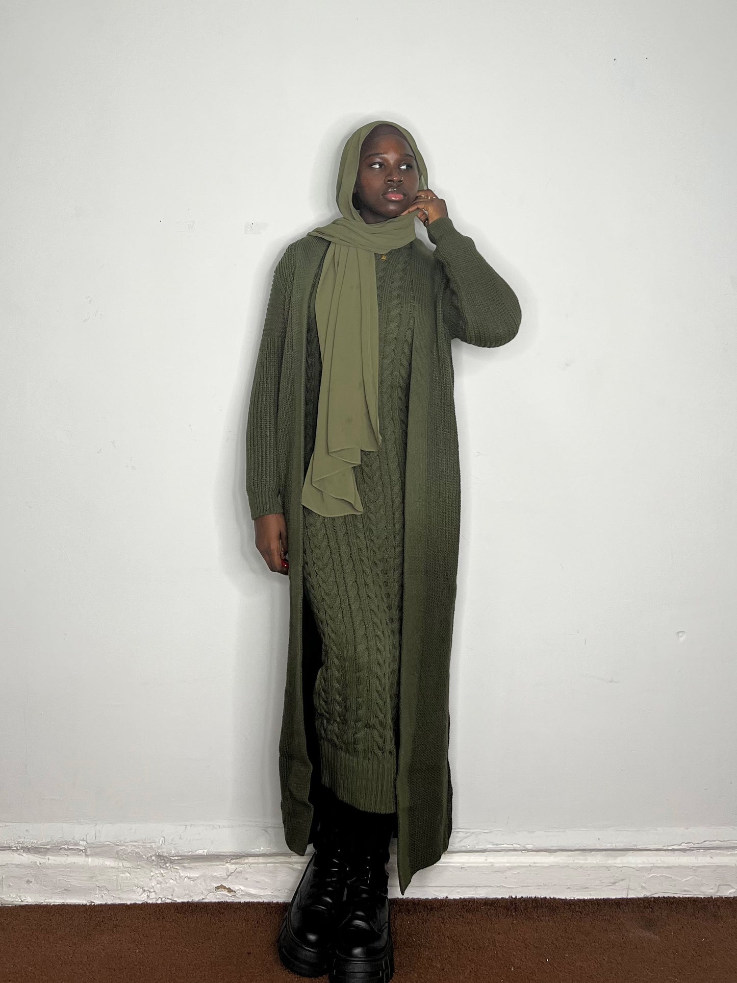 Knitted Set- Olive Green