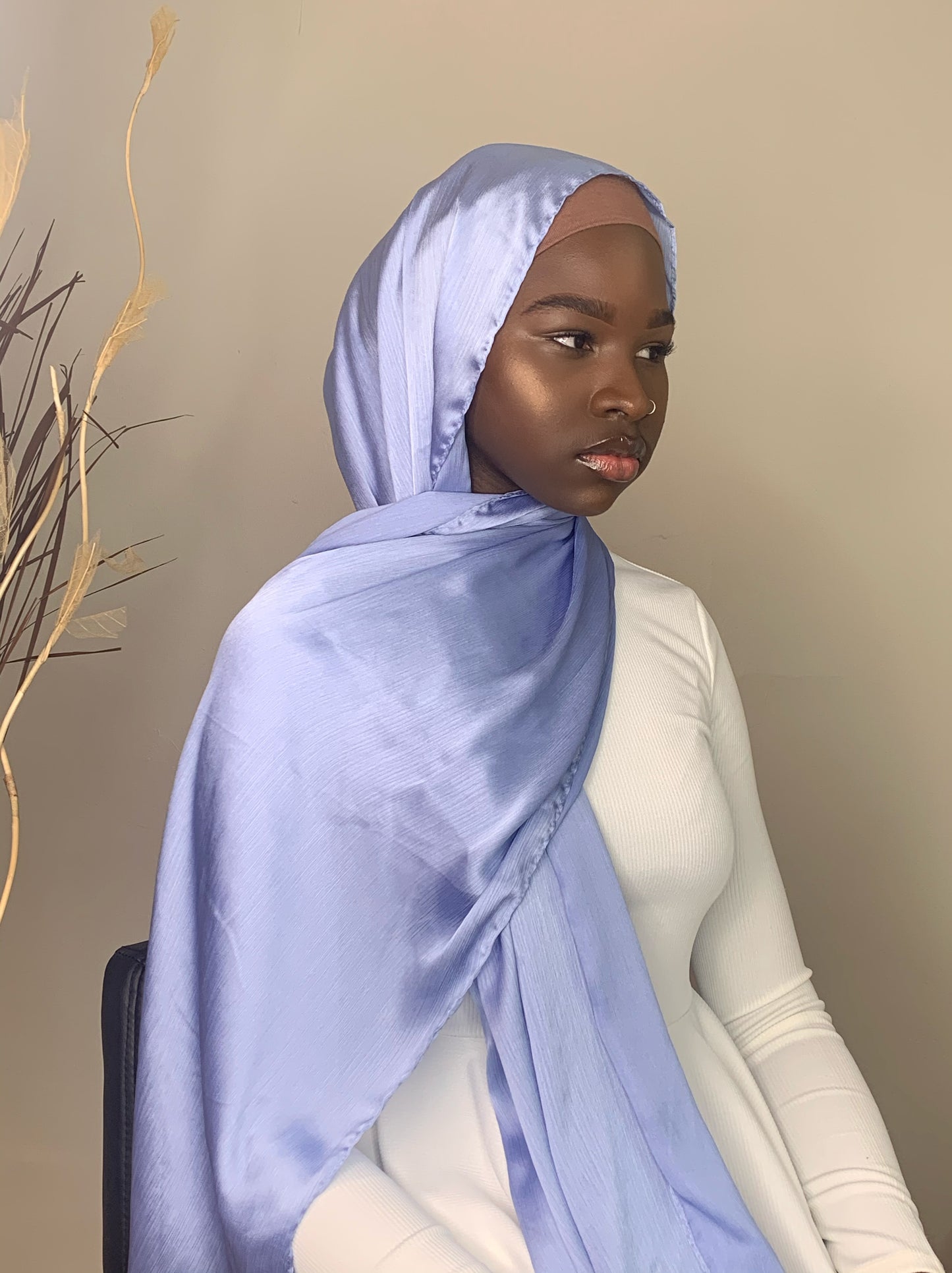 Satin Hijab- sky blue