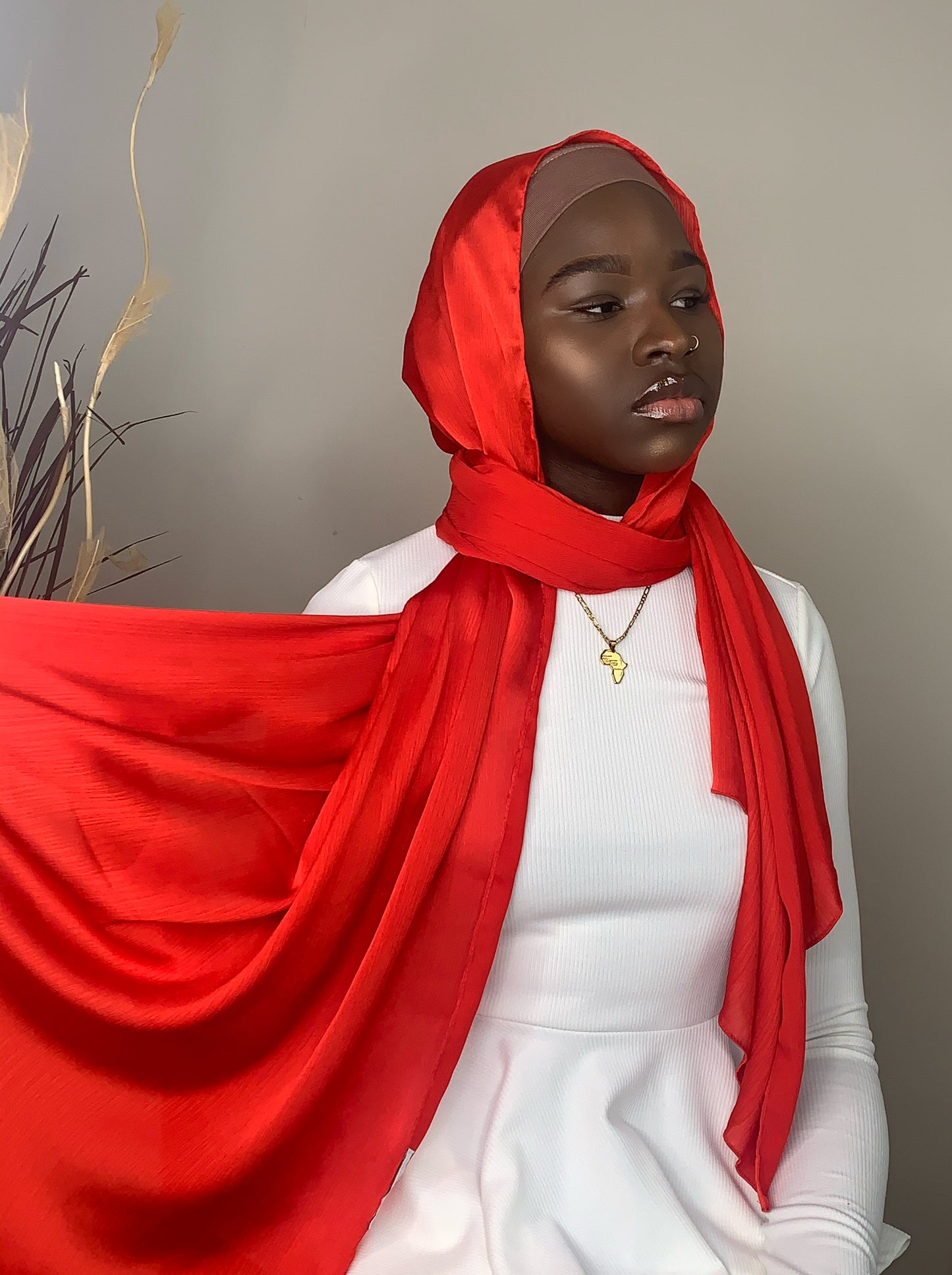 Satin Hijab- Red