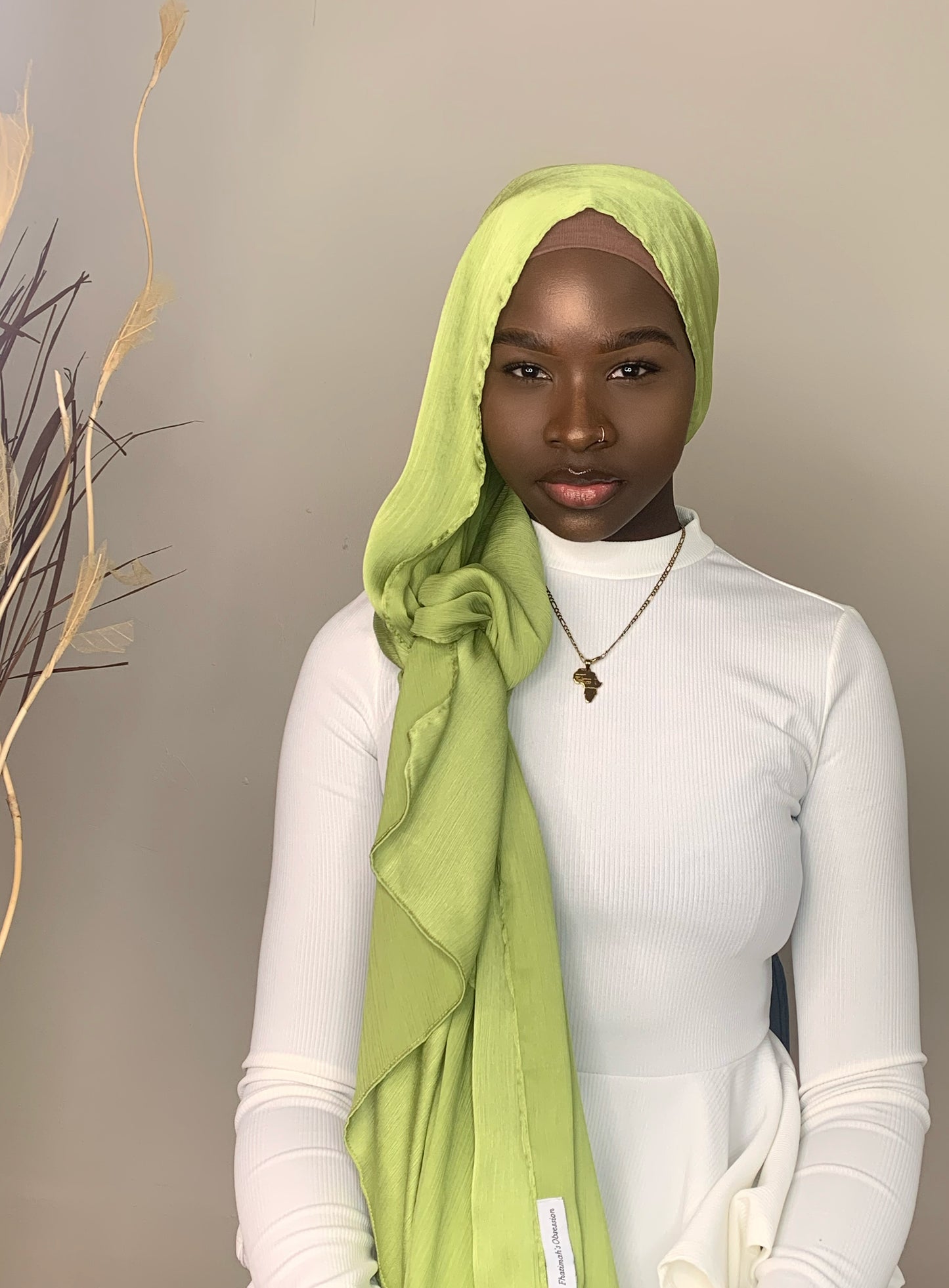 Satin Hijab- apple green