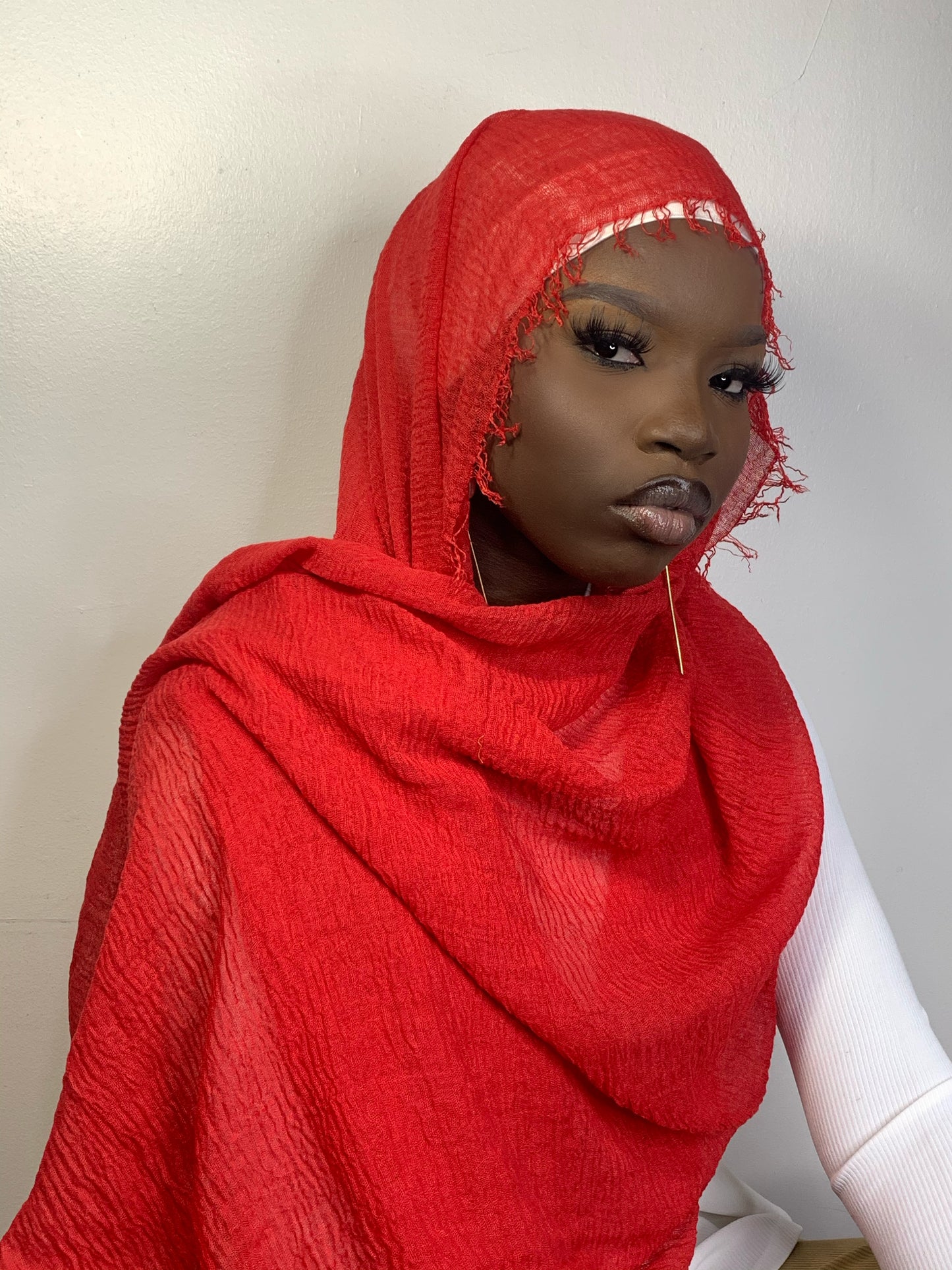 Crinkle Hijab- red