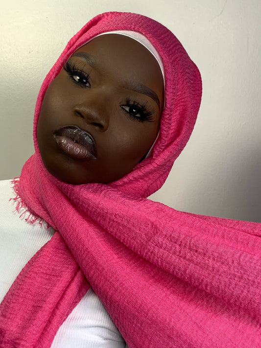 Crinkle hijab- hot pink