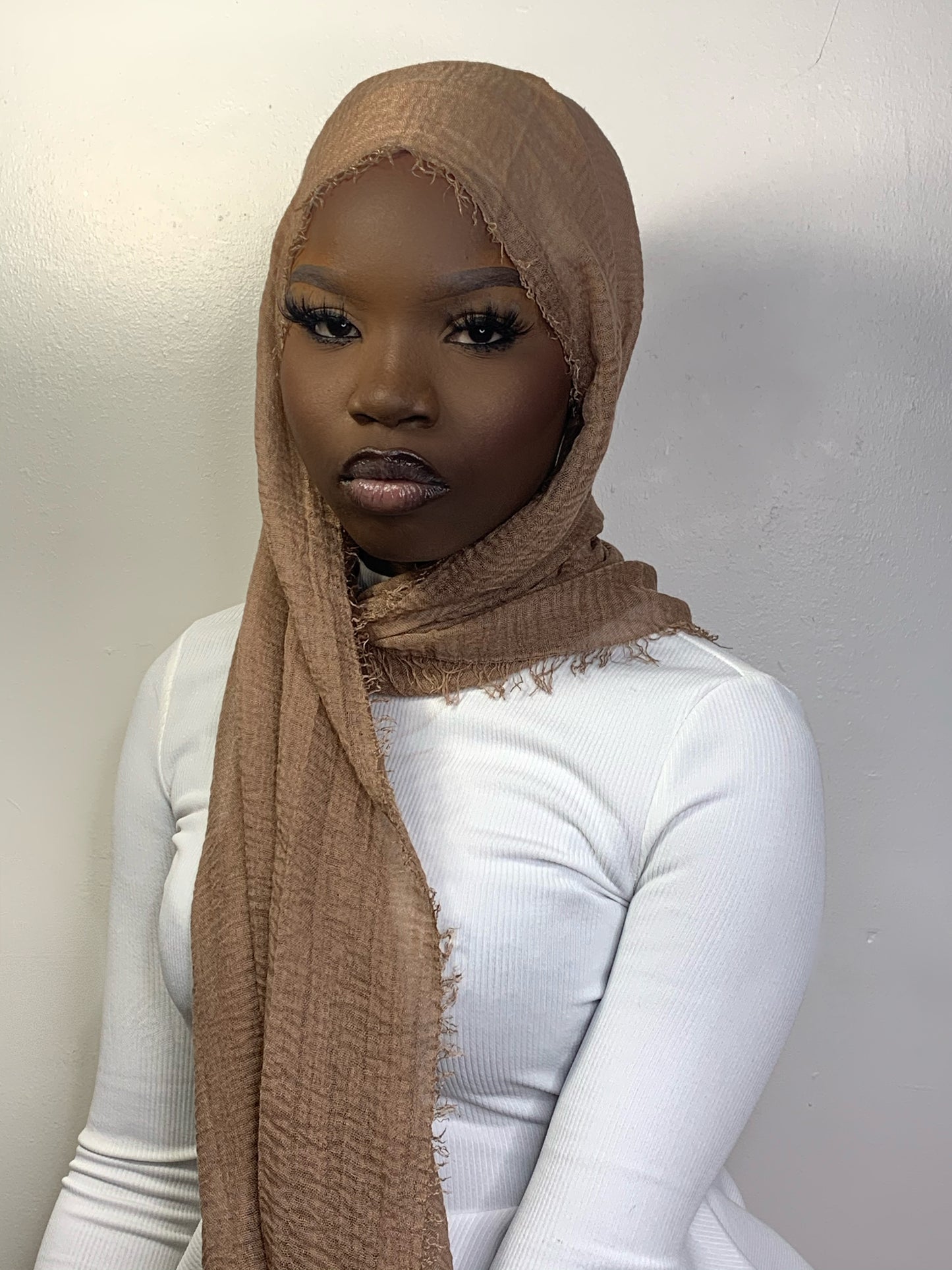 Crinkle Hijab- Light brown