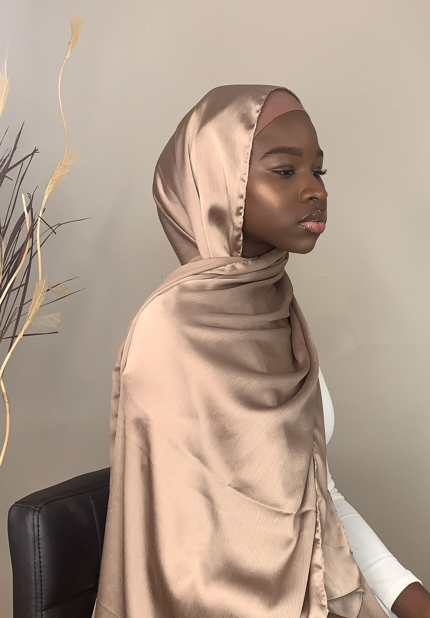Satin hijab- light brown