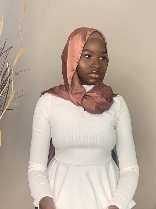 Satin hijab- Brown