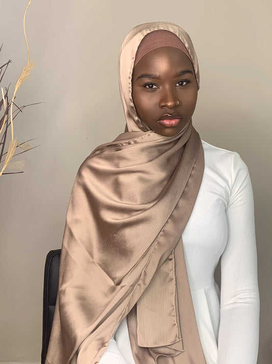 Satin hijab- light brown